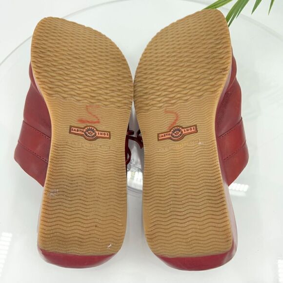 Earth Shoe Gelron 2000 Tyler Womens Clogs Size 11 Red Leather Wedge Heel Shoe - Picture 9 of 12